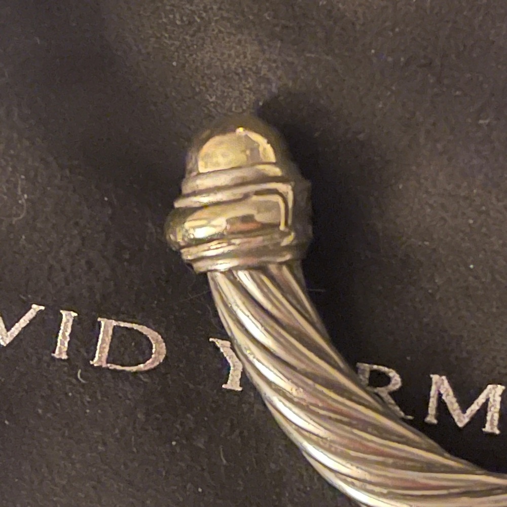 David Yurman Silver and Gold Cable Cuff - Picture 6 of 10